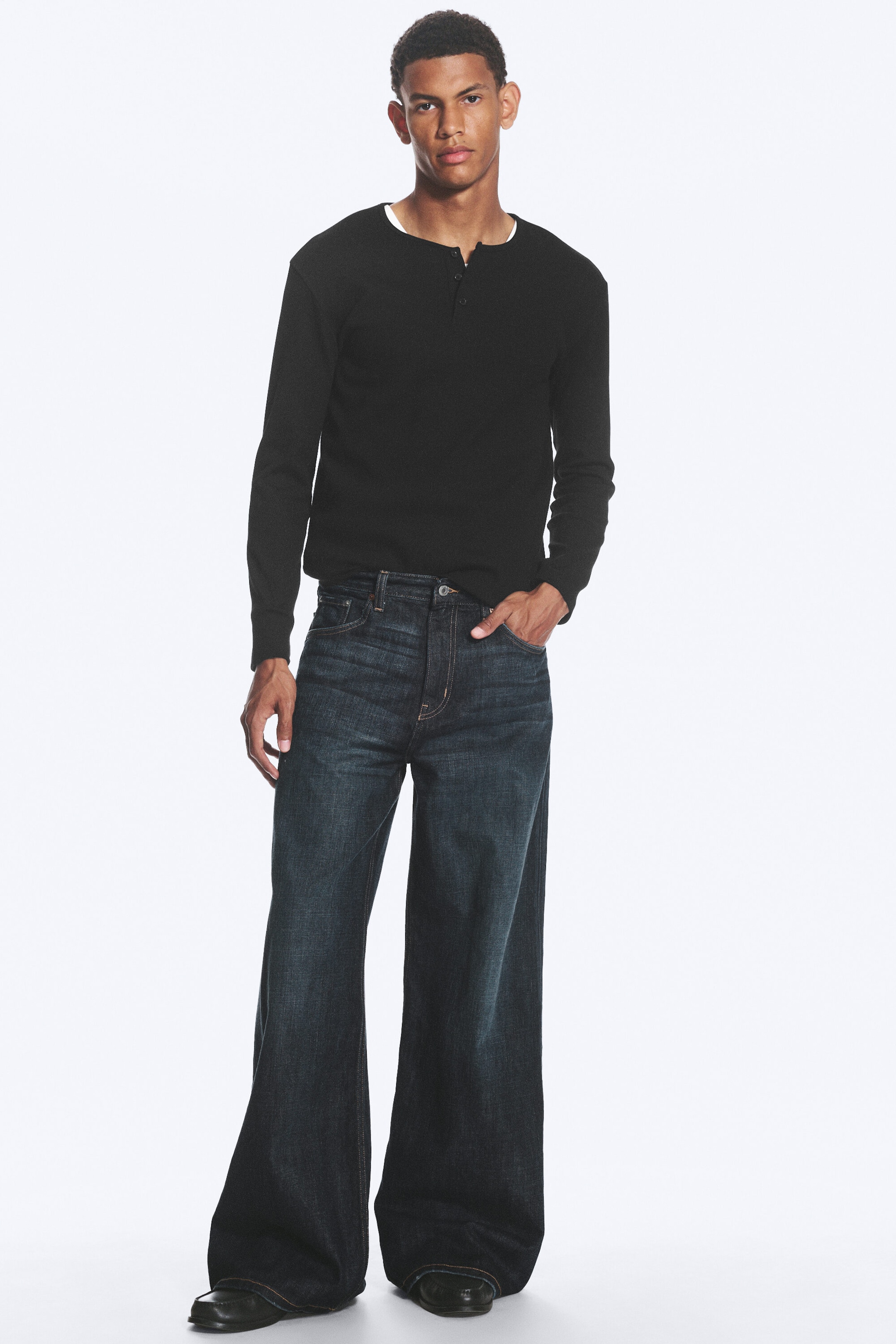 Deep Ocean Blue - Dunkelblau - Solar Regular Waist Loose Wide Unisex Jeans - 0
