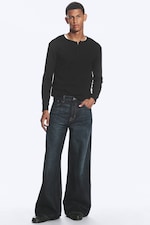 Deep Ocean Blue - Dunkelblau - Solar Regular Waist Loose Wide Unisex Jeans - 0