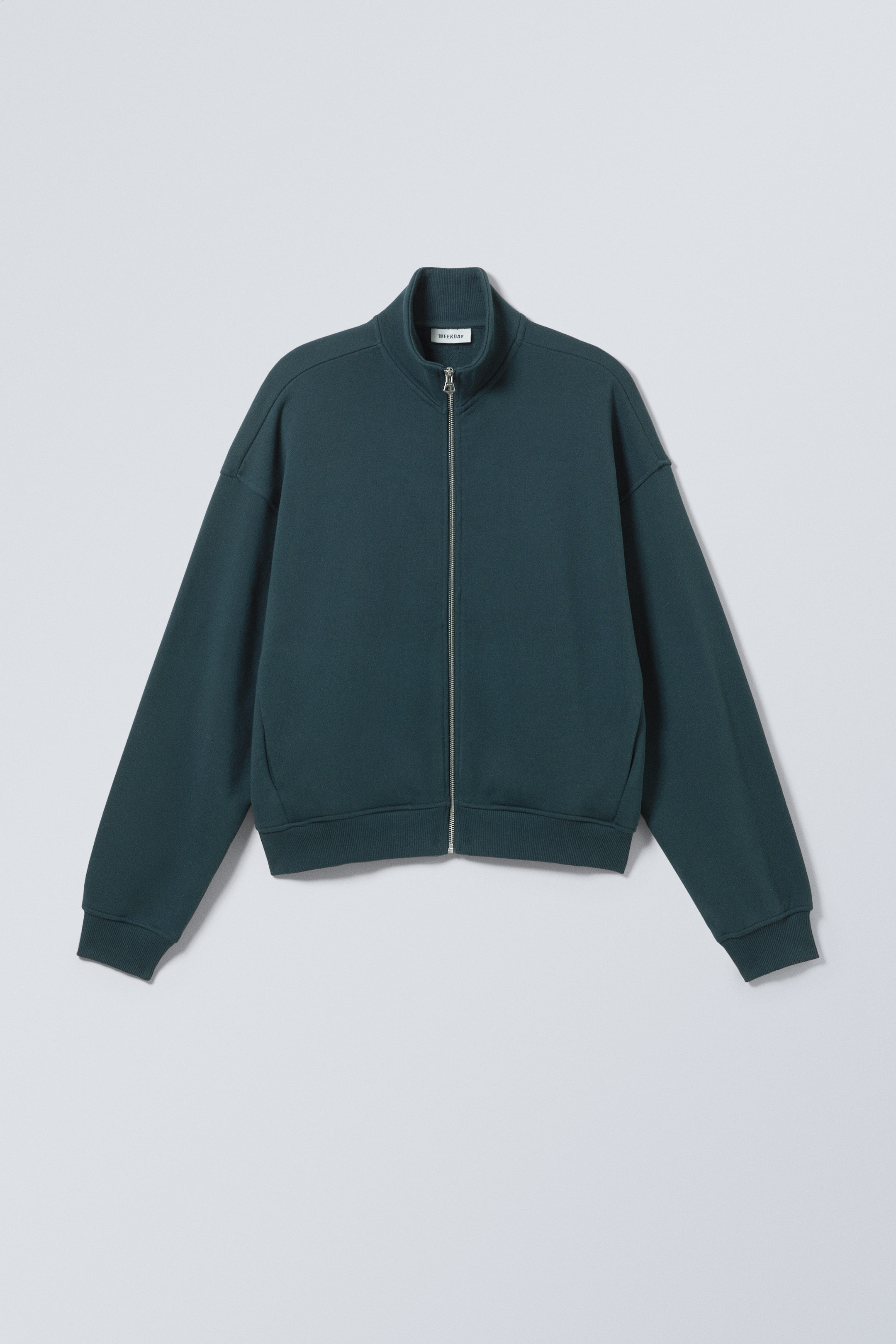 Dunkles Petrol - Boxy Frottee-Sweatshirt mit Zipper - 0