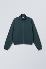 Dunkles Petrol - Boxy Frottee-Sweatshirt mit Zipper - 0