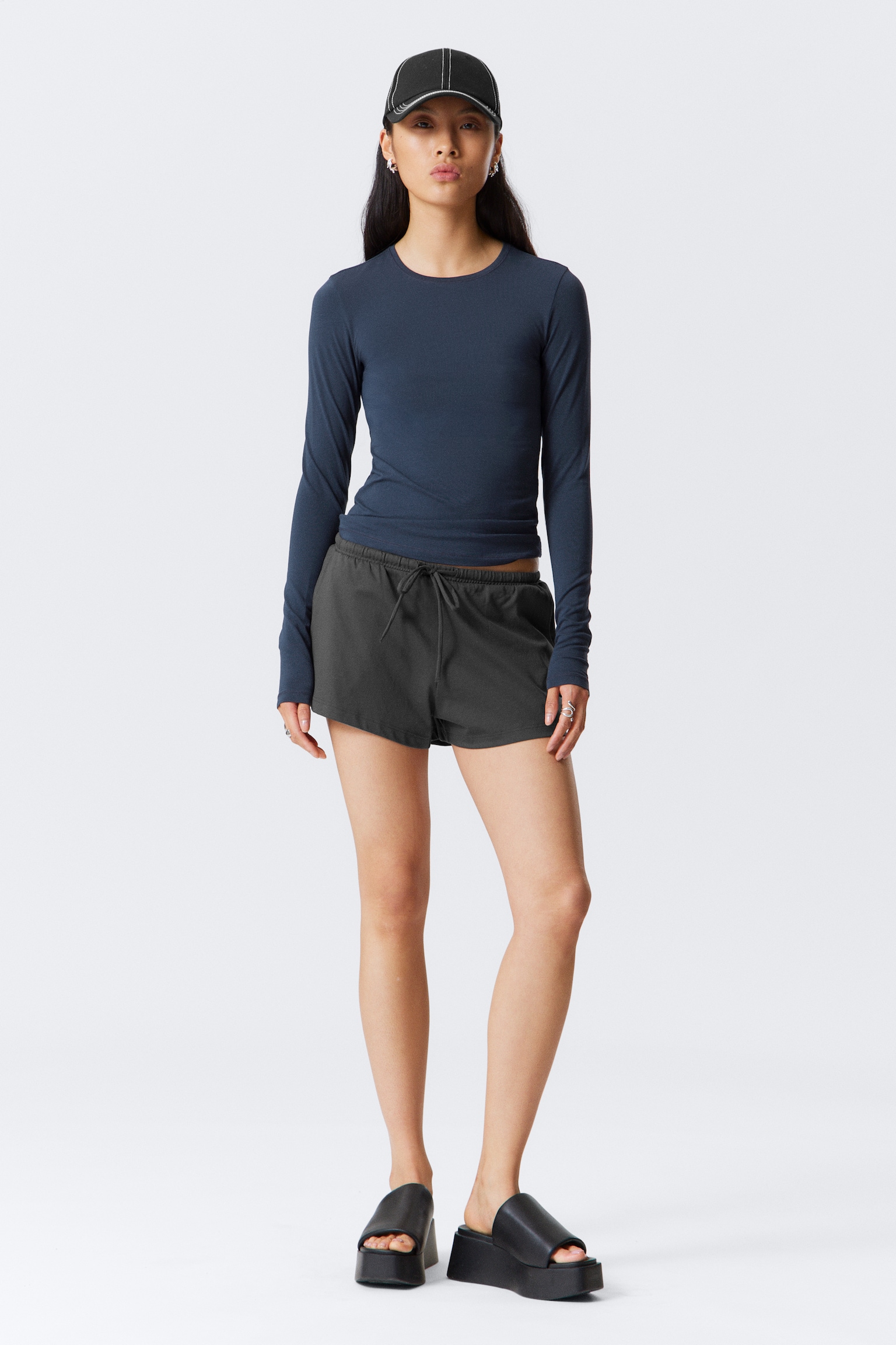 Slim Fitted Long Sleeve - Dark Dusty Blue/Dark Khaki Green/Dark Brown/Bright Orange/White/Black - 4