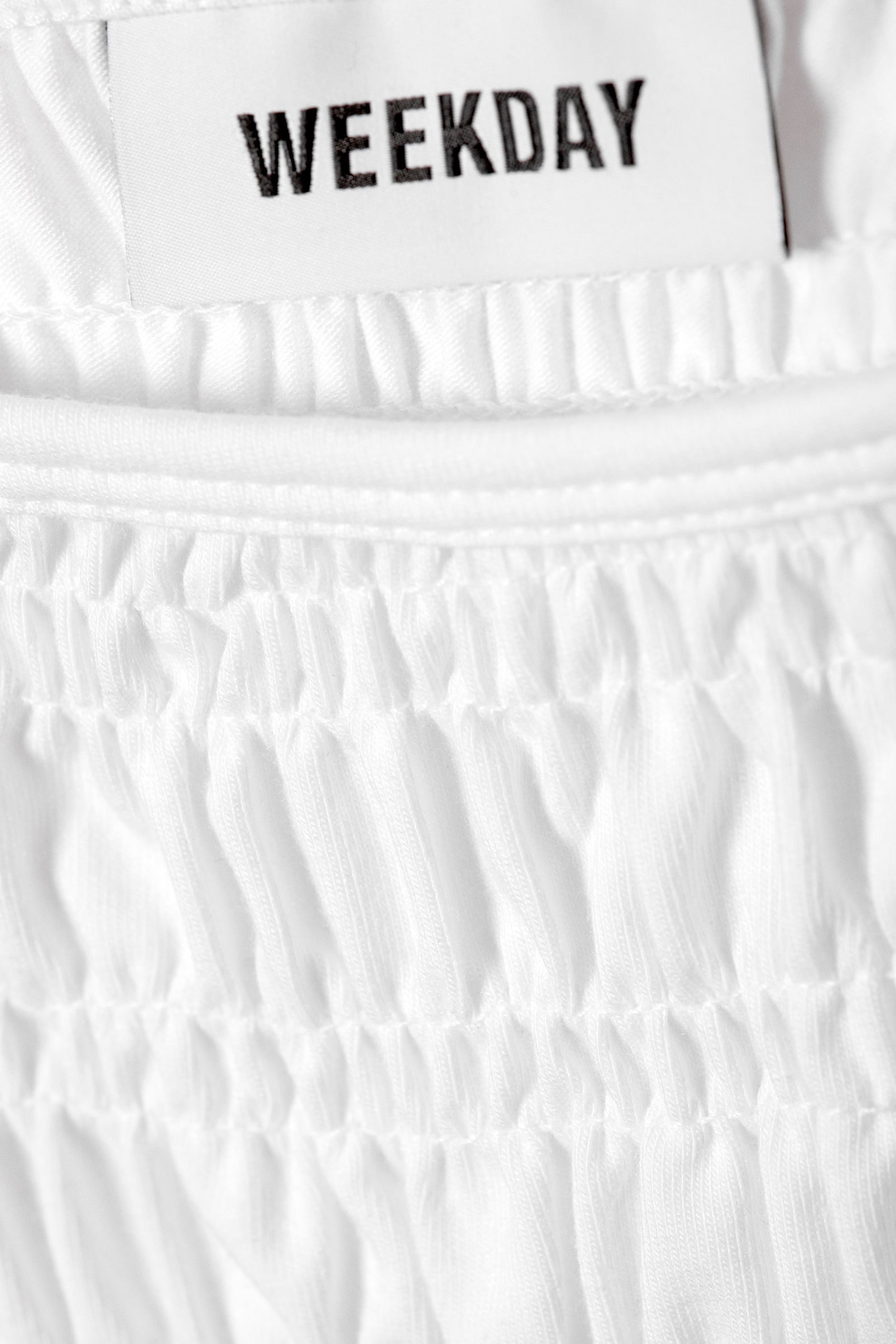 White - Annie Smocked Boat-Neck Top - 1