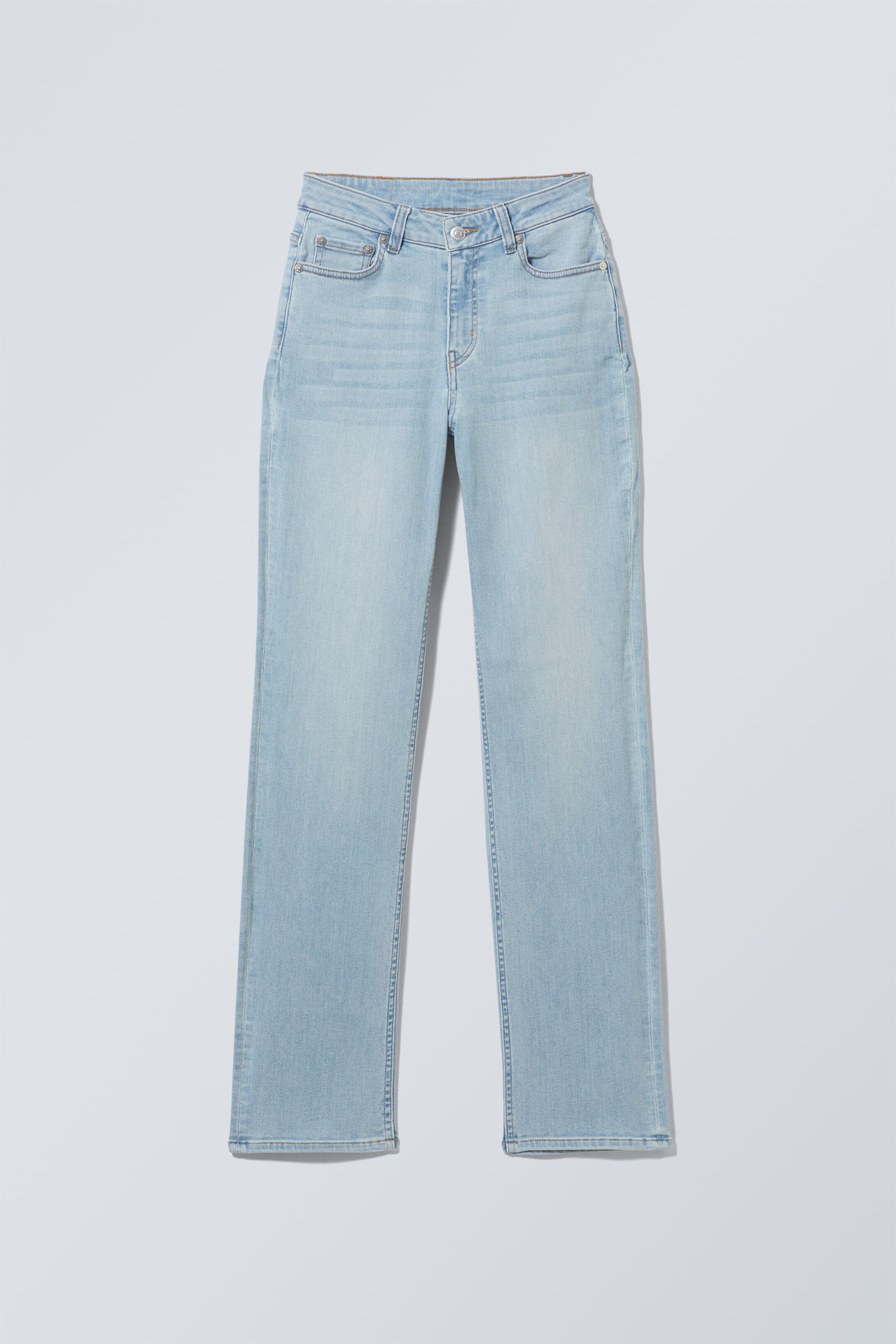 Helles Verona-Blau - Twig Curve Mid Waist Slim Straight Leg Jeans - 1