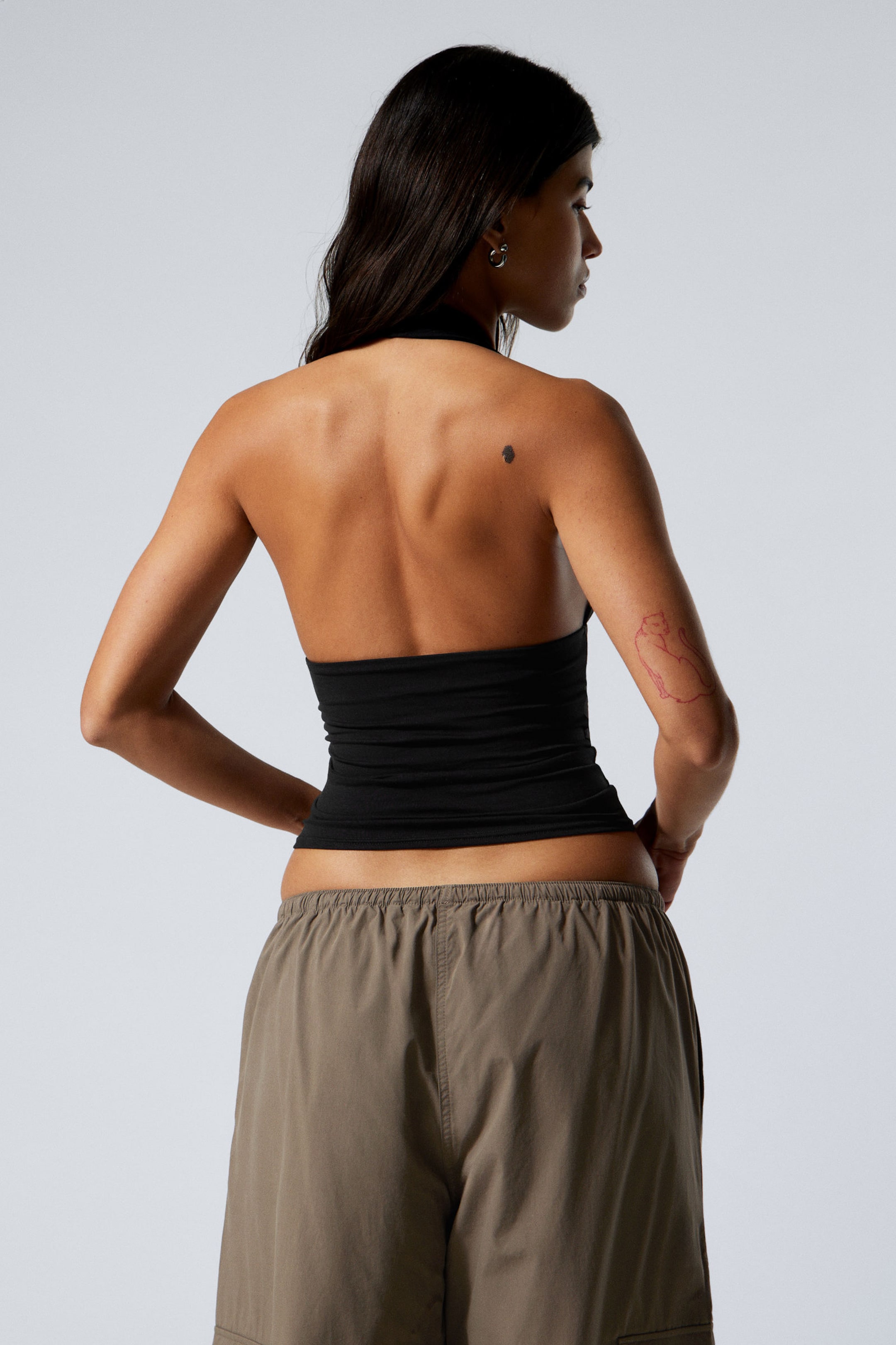 Black - Deep Halterneck Top - 3