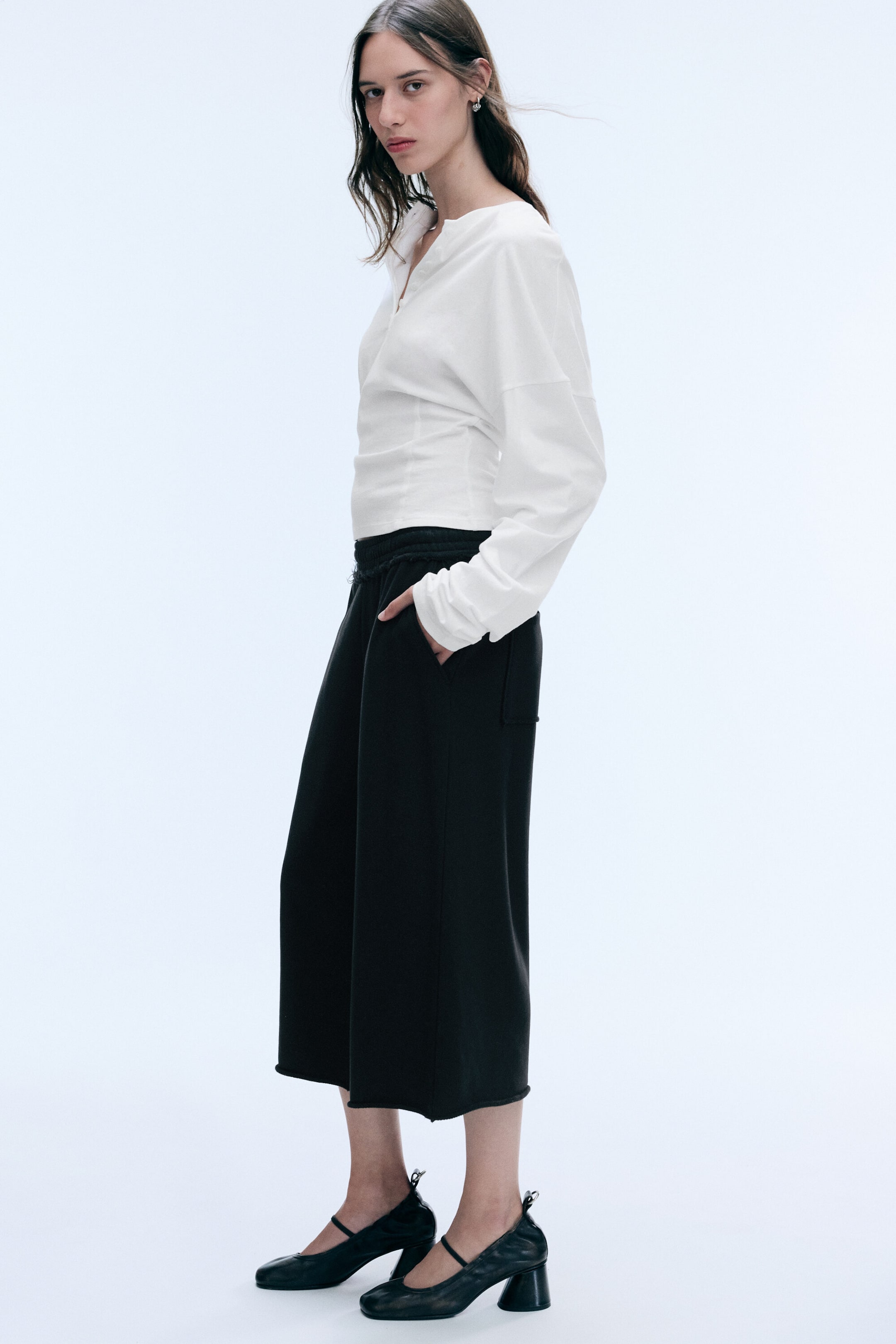 Black - Terry 7/8th trousers - 1