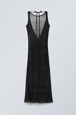 Noir - Robe longue en maille dos nu - 0