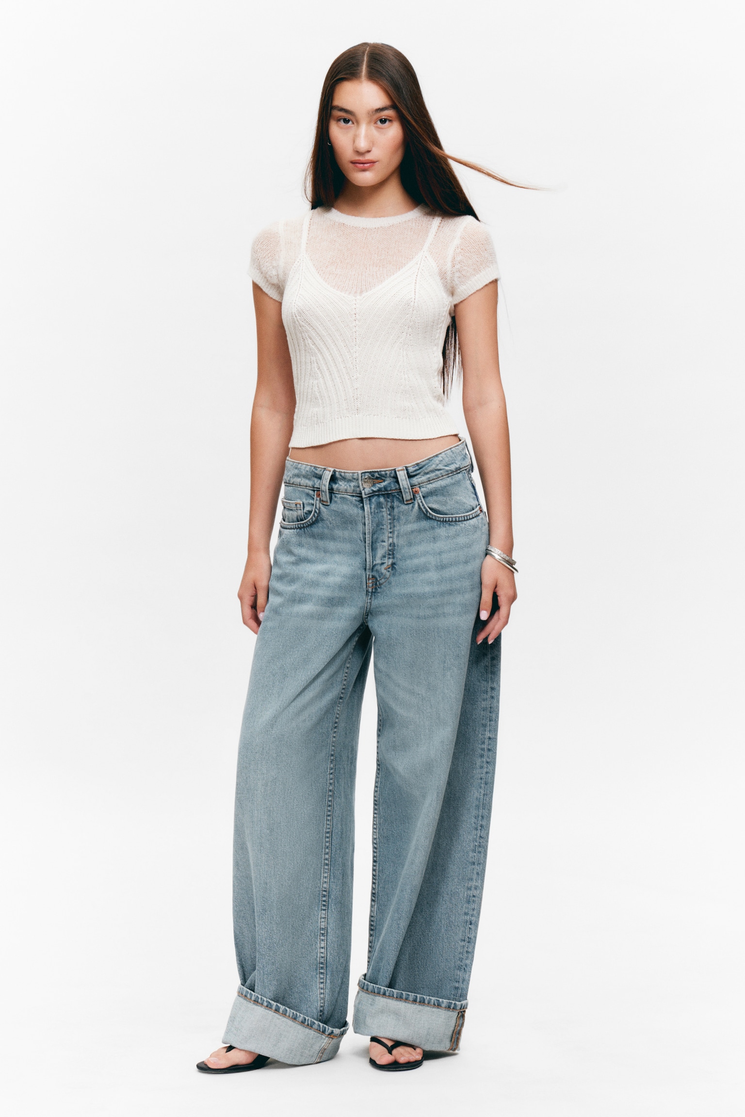 Peggy Low Rise Loose Baggy Leg Jeans - Chaos Blue - Light Blue/Aegean tie dye