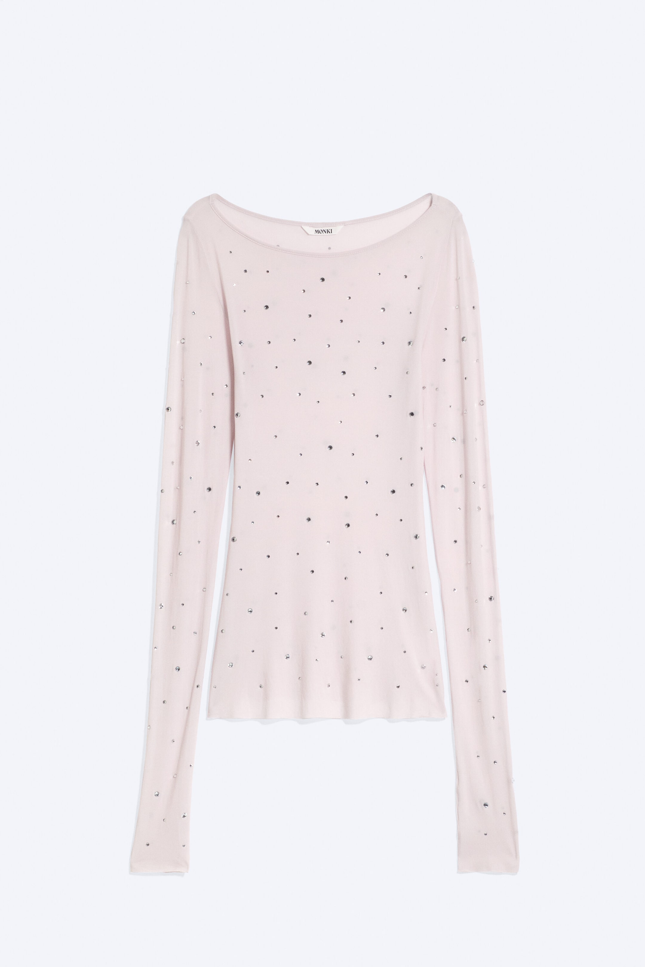Light Dusty Pink - Studded Boat-Neck Nylon Jersey - 4