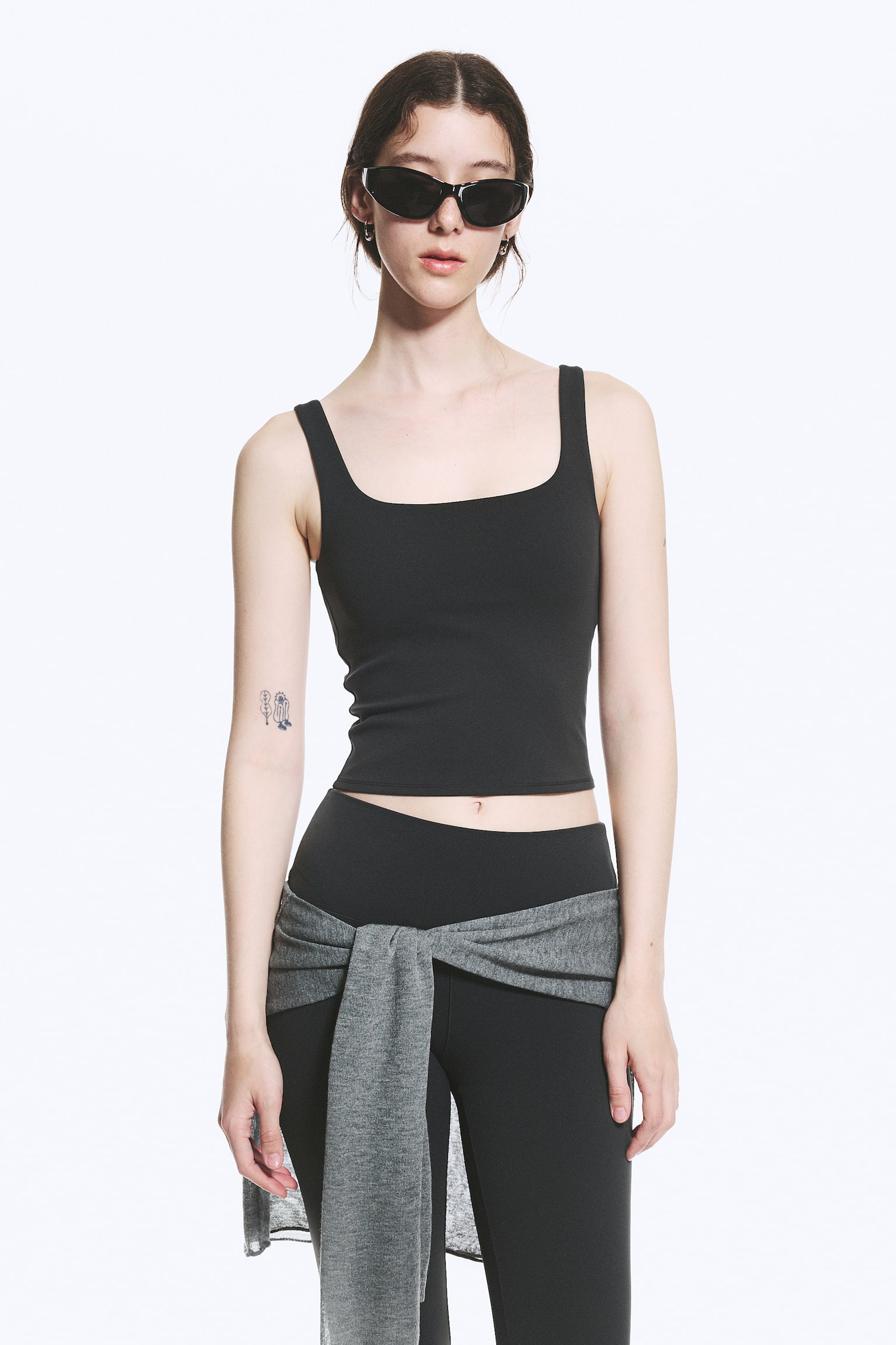 Top deportivo cropped - Gris oscuro/Negro/Gris jaspeado claro/Marrón oscuro - 1