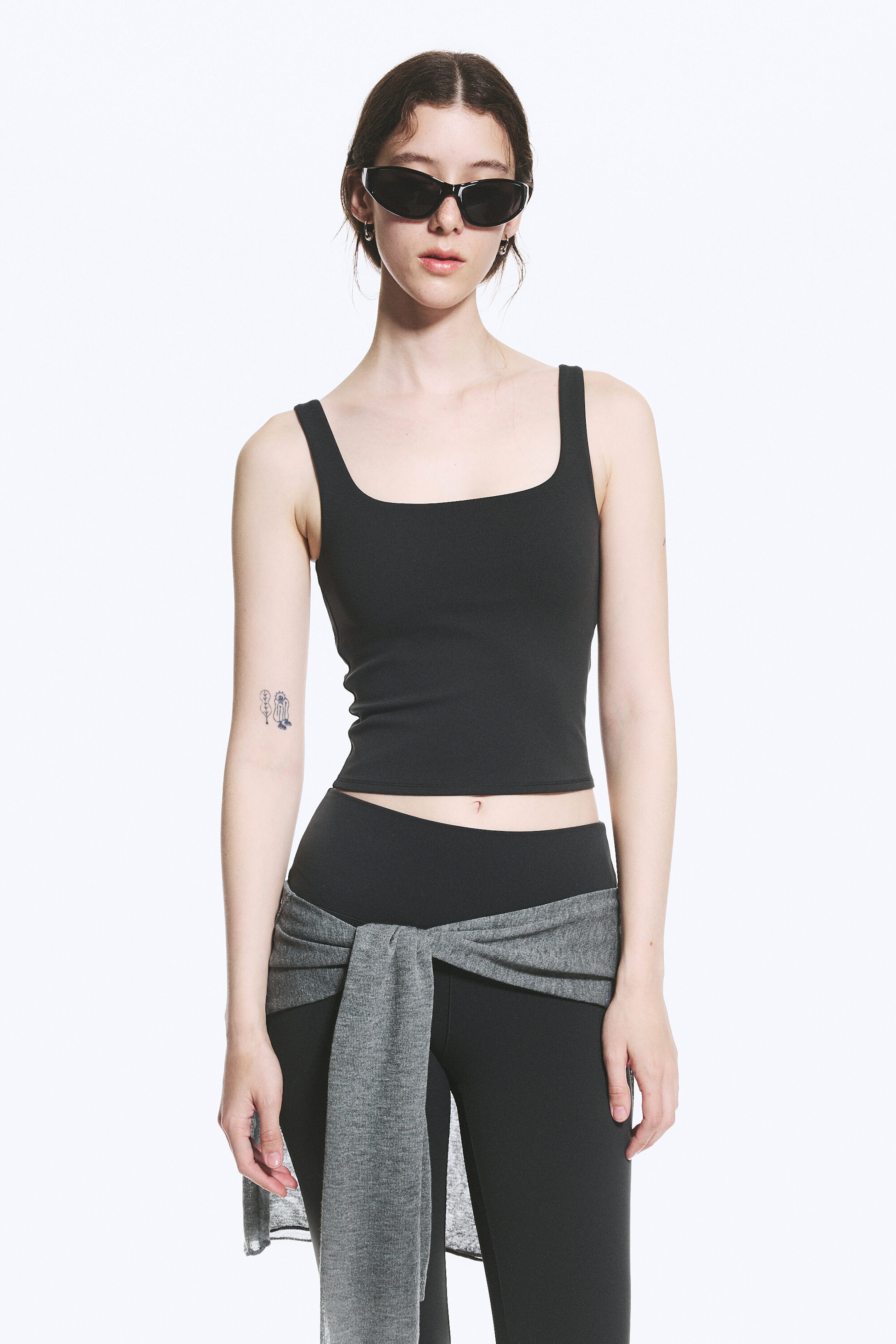 Dark Grey - Cropped Sports Top - 1