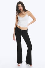 Black - Low Rise Flared Suit Trousers - 0