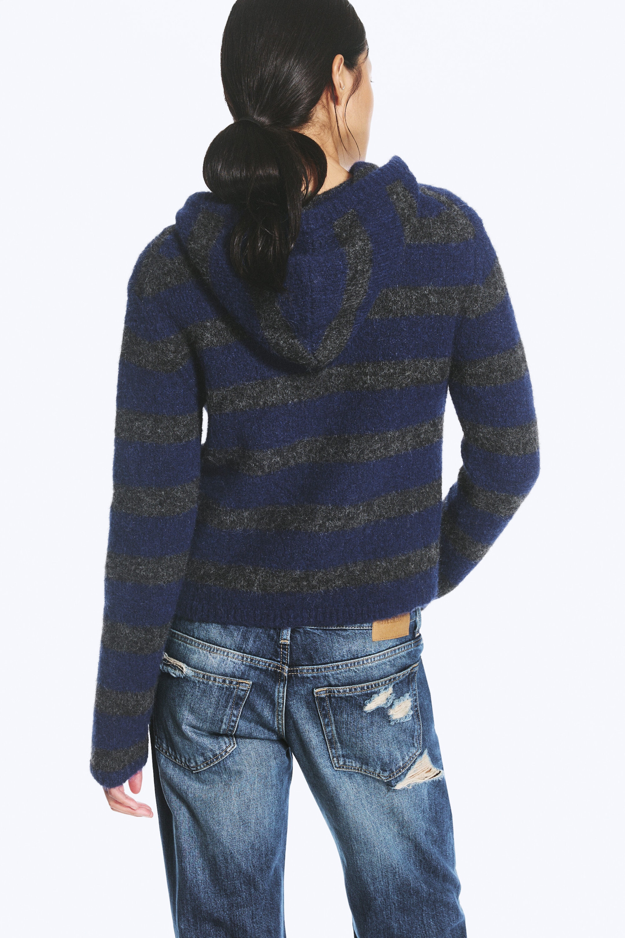 Blue & Grey Stripes - Knitted Wool-Blend Zip Hoodie - 3
