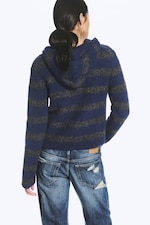 Blue & Grey Stripes - Knitted Wool-Blend Zip Hoodie - 3