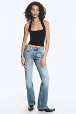 Kimberley Blue - Mellanblå - Tension Mid Waist Slim Bootcut Jeans - 0