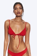 Bright Red - Triangle Bikini Top - 0