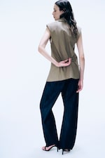 Dark Beige - Relaxed Linen blend vest - 3