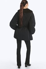 Black - Faux Fur-Collar Padded Jacket - 4