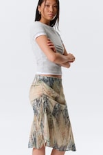 Beige - Snakeskin-patterned - Low Rise Mermaid Midi Skirt - 4