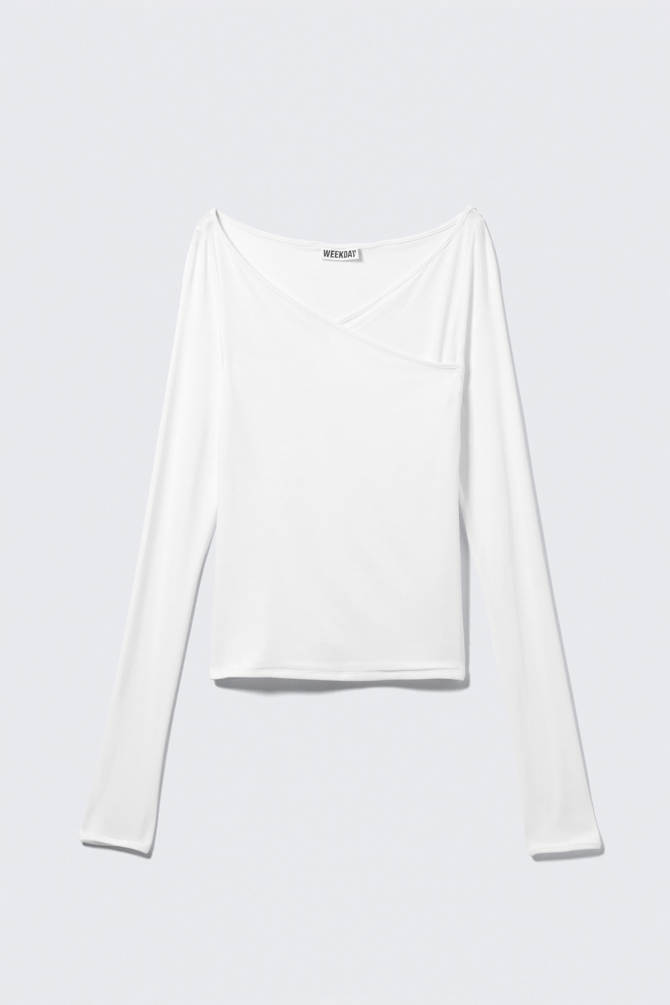 White - Slim Long-Sleeved Wrap Top - 3