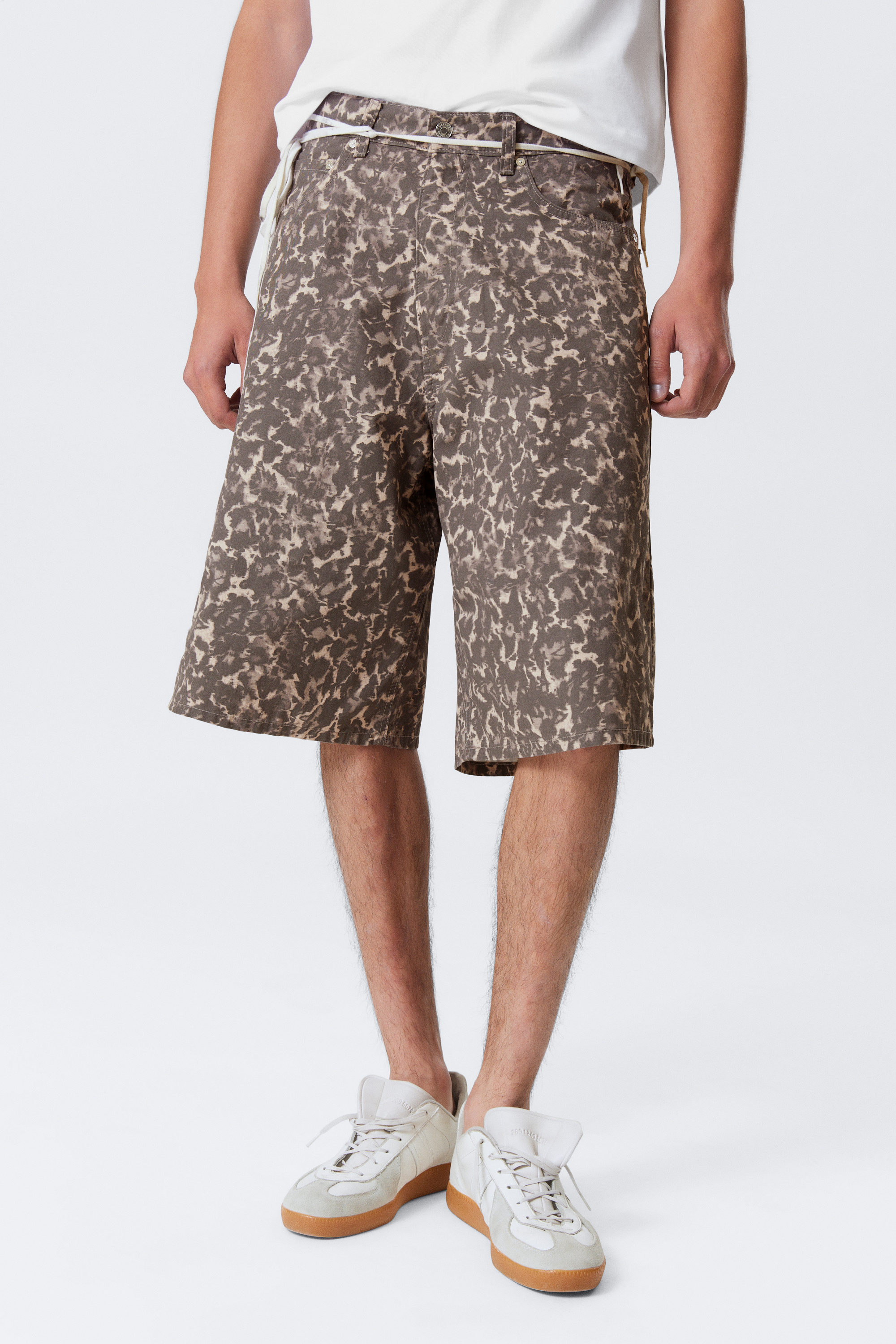 Leopardmönstrad - Astro Loose Baggy Printed Cotton Twill Shorts - 4