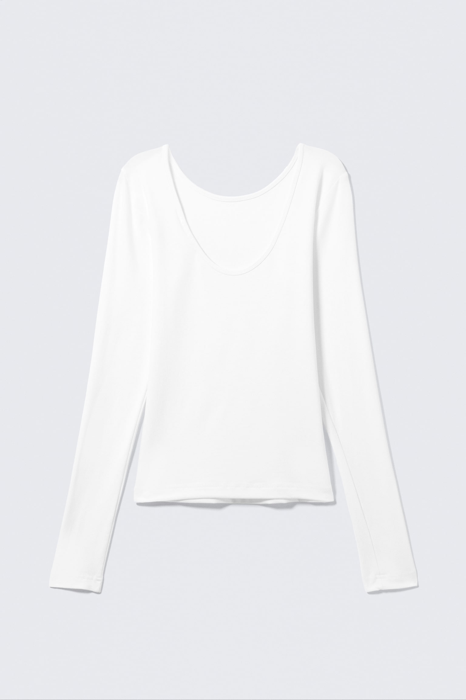Deep Back Long-Sleeved Top - White/Black/Grey - 3