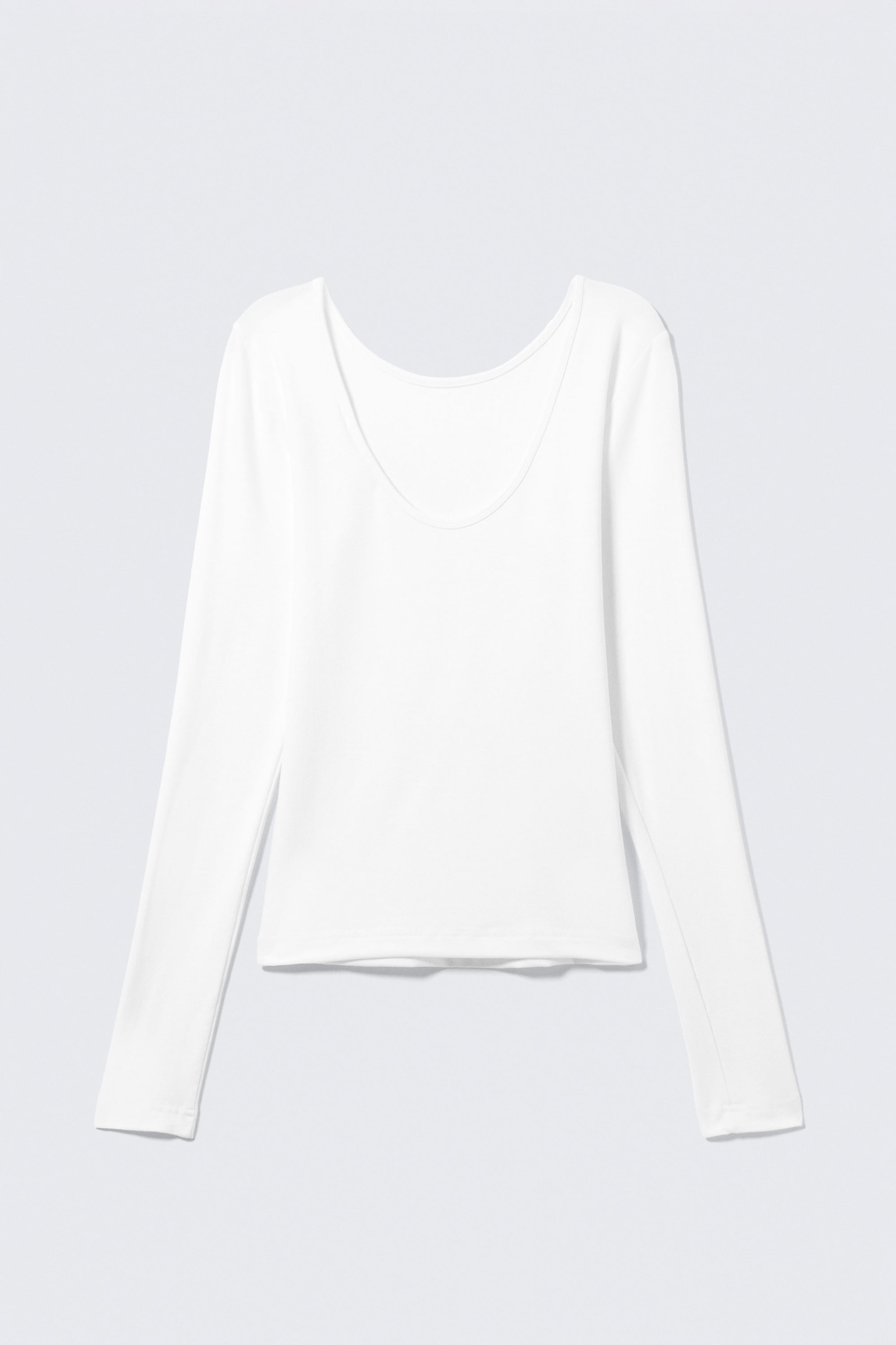 Vit - Långärmad topp med djup rygg - 5