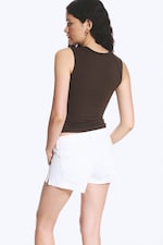 Marron foncé - Top froncé en jersey - 3