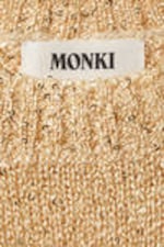 Golden Beige - Sheer Knitted Sequined Mini Dress - 5
