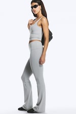 Light Dusty Grey - Folded Waist Flared Yoga Tights - 0