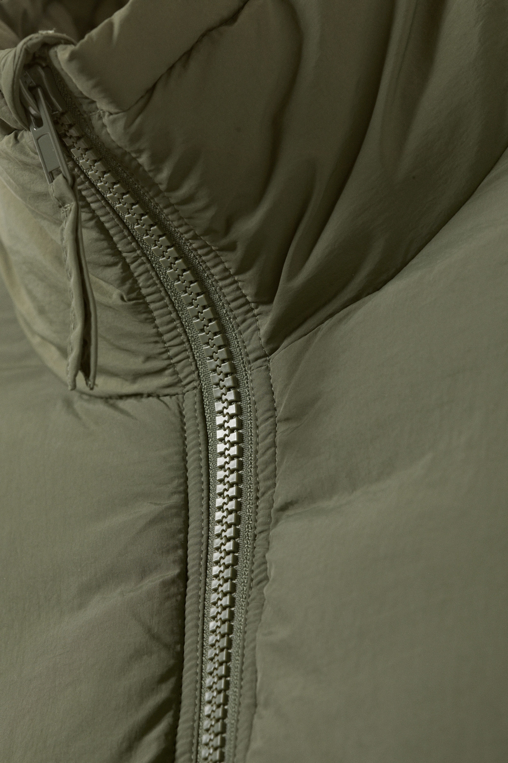 Sage Green - Drawstring Nylon Puffer Jacket - 6