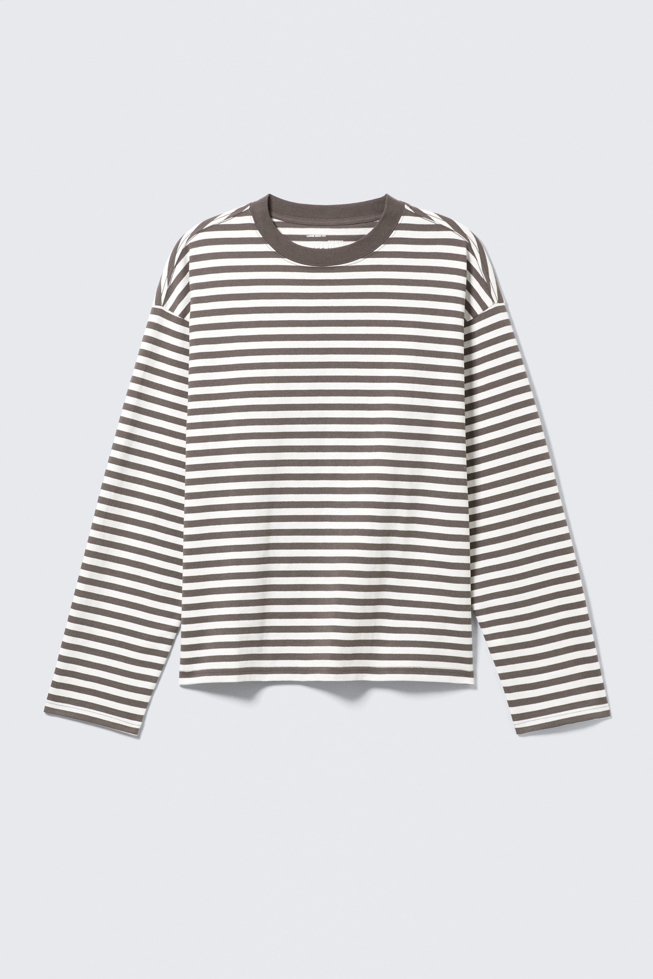 White - Brown Stripes - Loose Boxy Long-Sleeved T-shirt - 3
