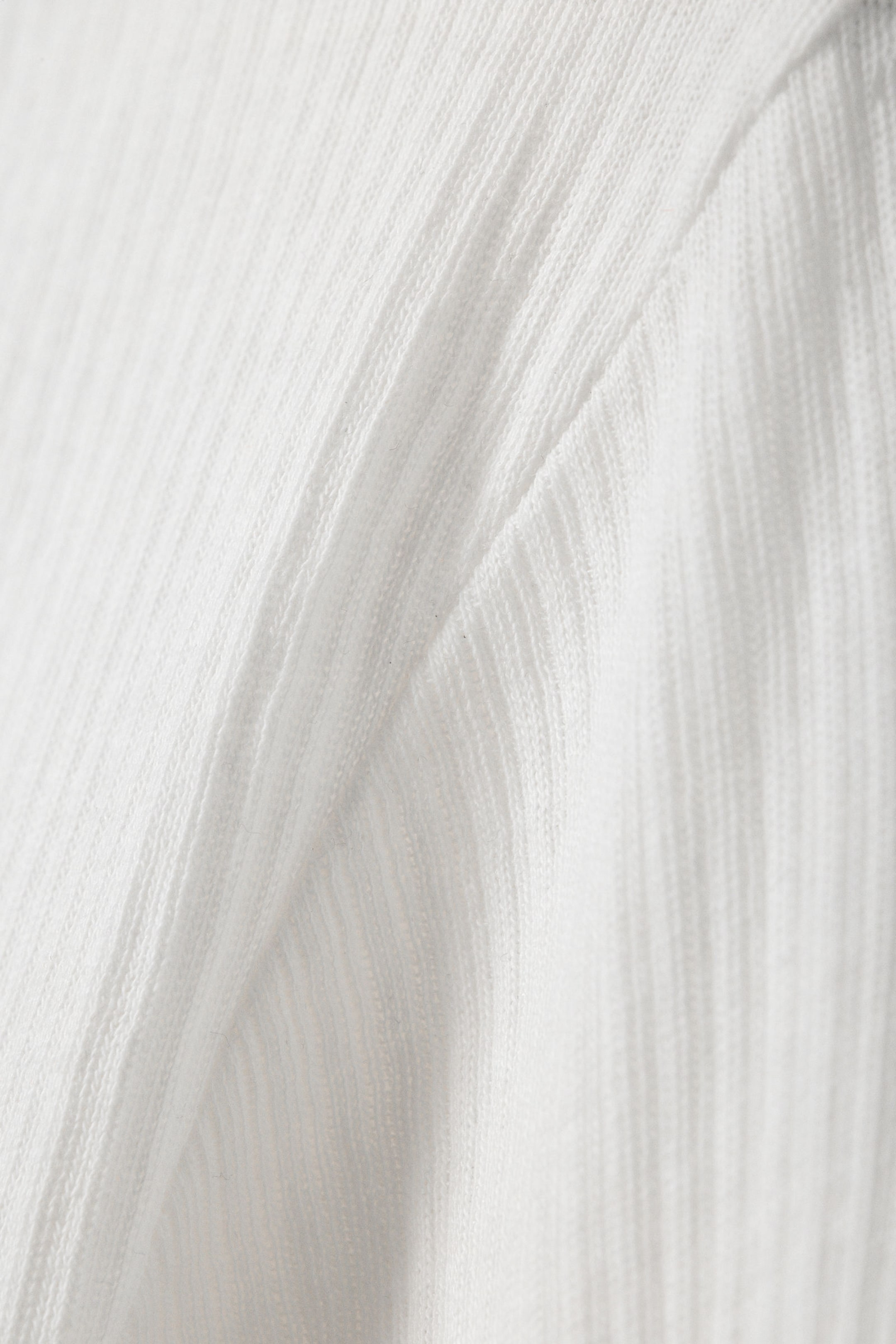 White - Sheer Rib Long Sleeve Top - 1