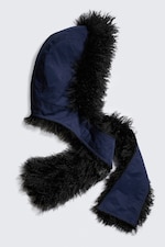 Dark Blue - Kapuzenschal aus Kunstfell - 0