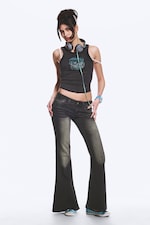 Mustard Black - Black - FLARE LOW RISE FLARED SKINNY JEANS - 0