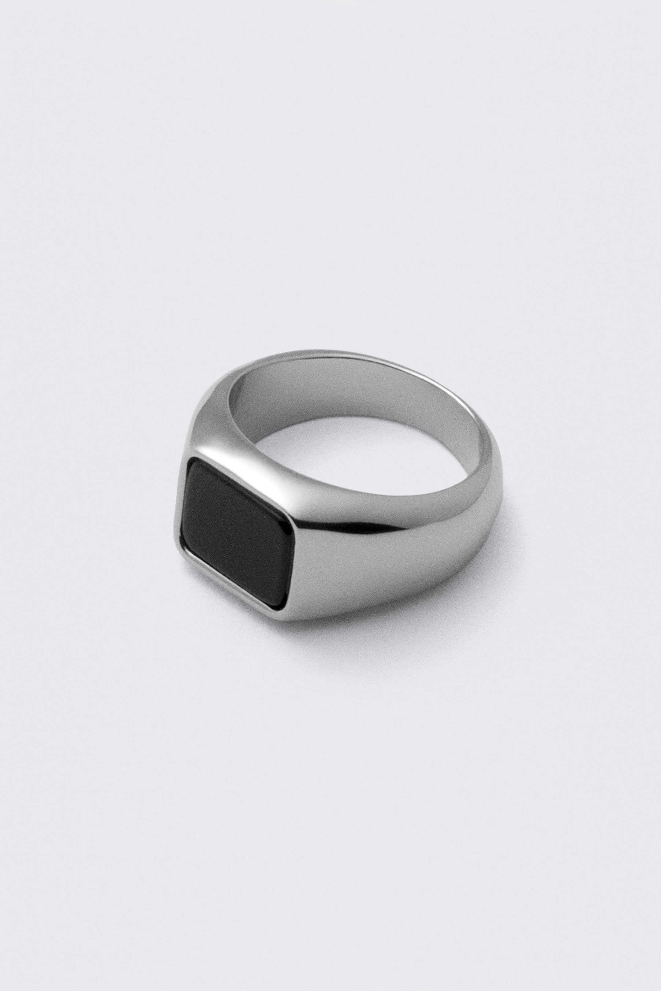 Silver - Black Stone - Tiger Eye Signet Ring - 2