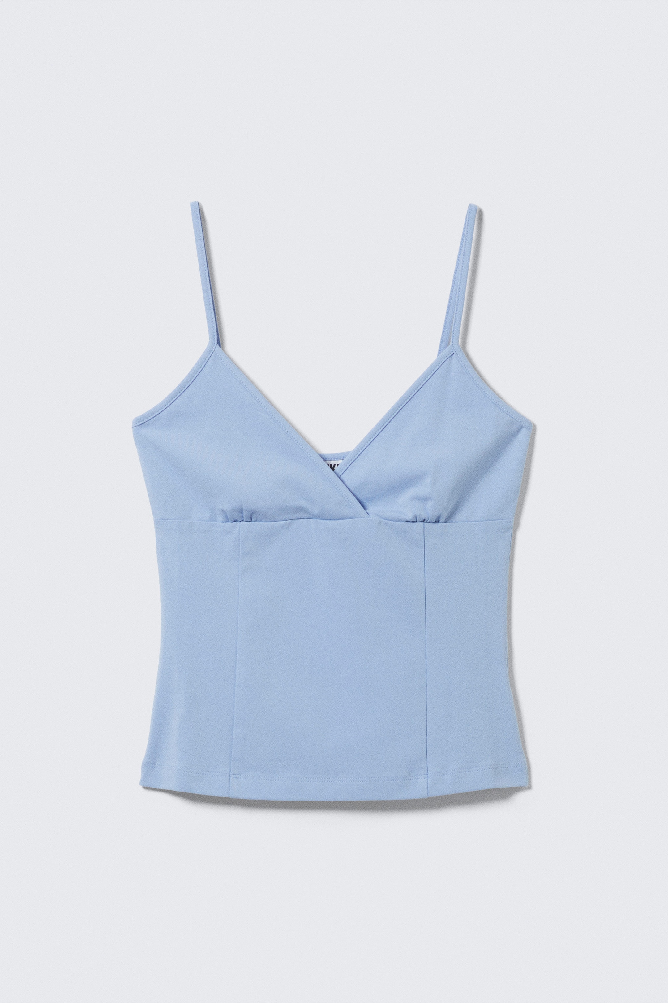Light Blue - V-neck Cotton Singlet - 0