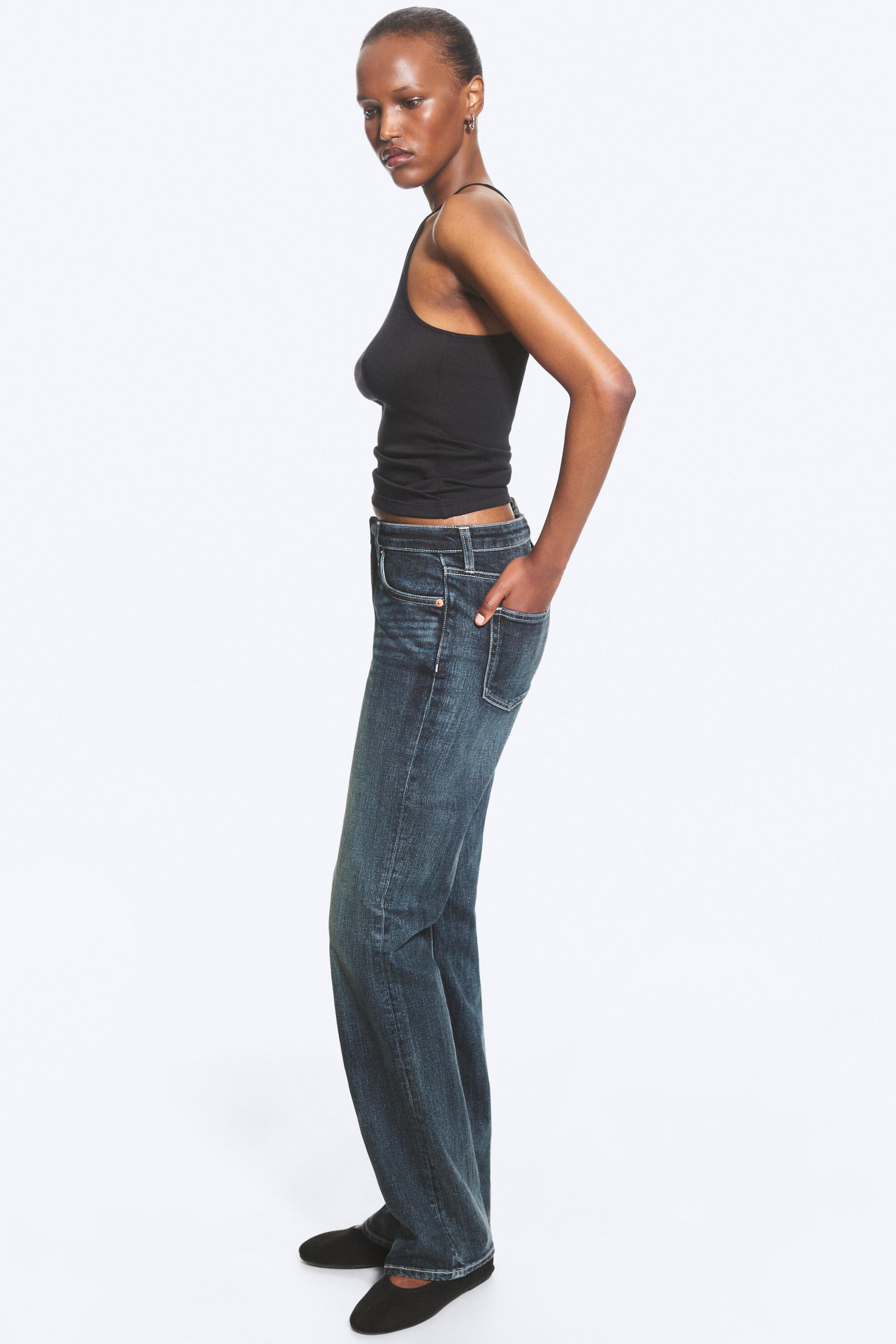 Deep Ocean Blue - Dunkelblau - Tension Mid Waist Slim Bootcut Jeans - 2