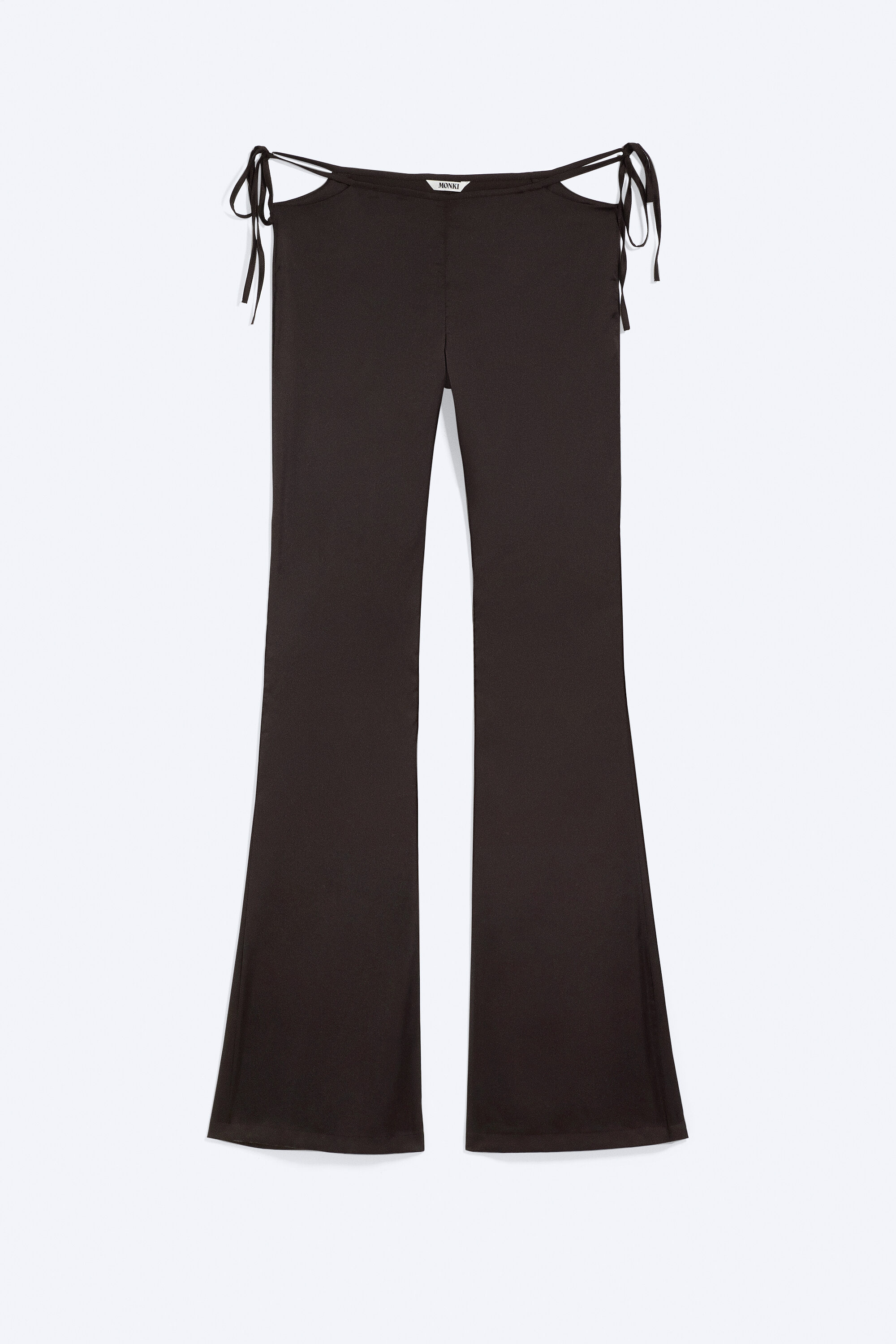 satin cut-out flared trousers - Dark Brown | Monki DK