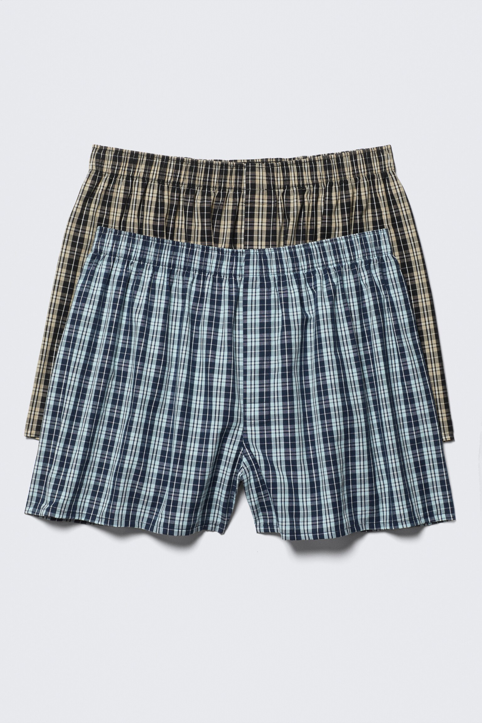 Pack de 2 calzoncillos boxer - Beige & Blue Check/Rayas blancas y azules/Cuadros morados Cuadros azules/Blanco y negro a cuadros/Azul a cuadros