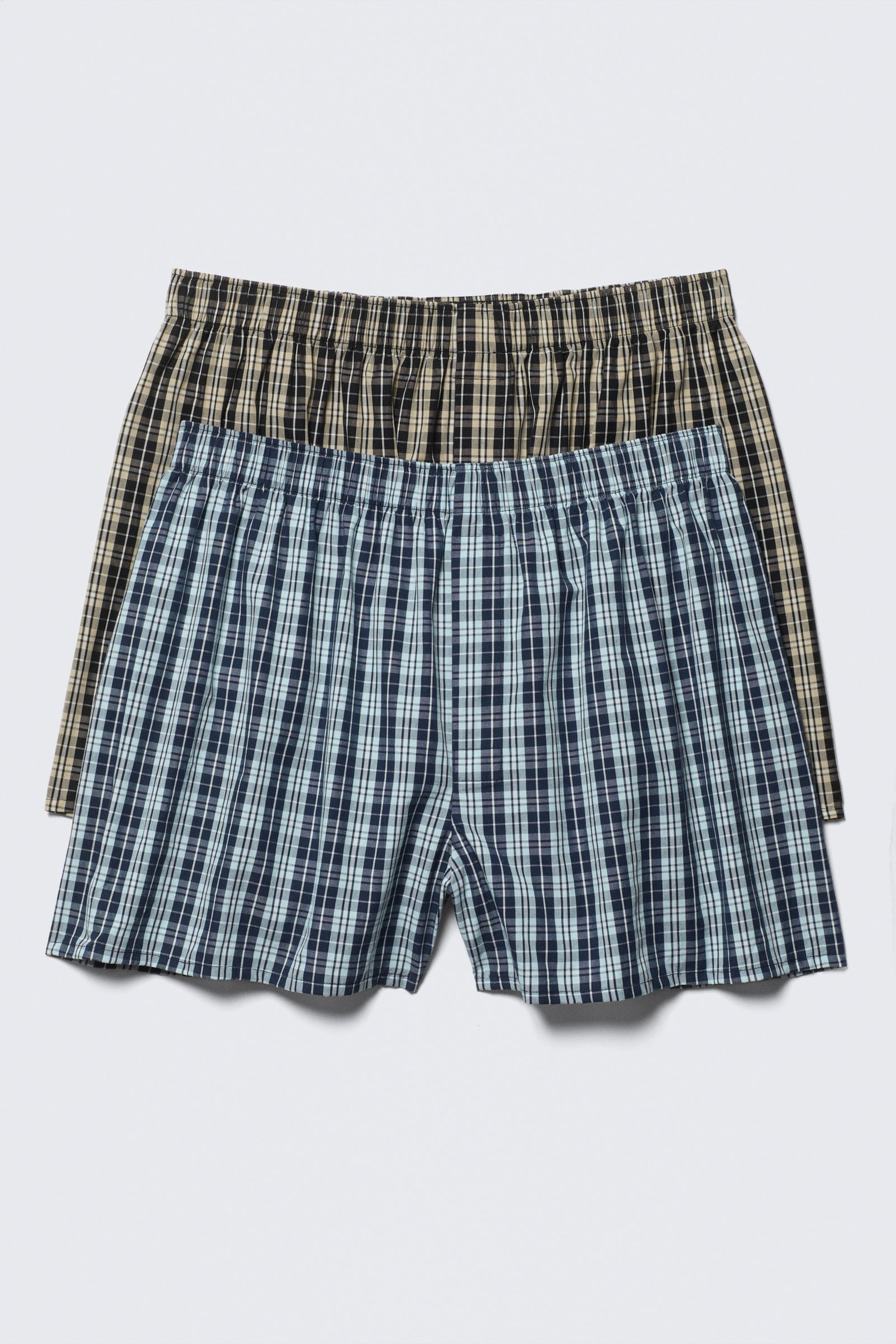 Beige & Blau Kariert - Boxershorts 2er-Pack