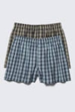 Beige & Blue Check - 2-pack Boxer Shorts - 0