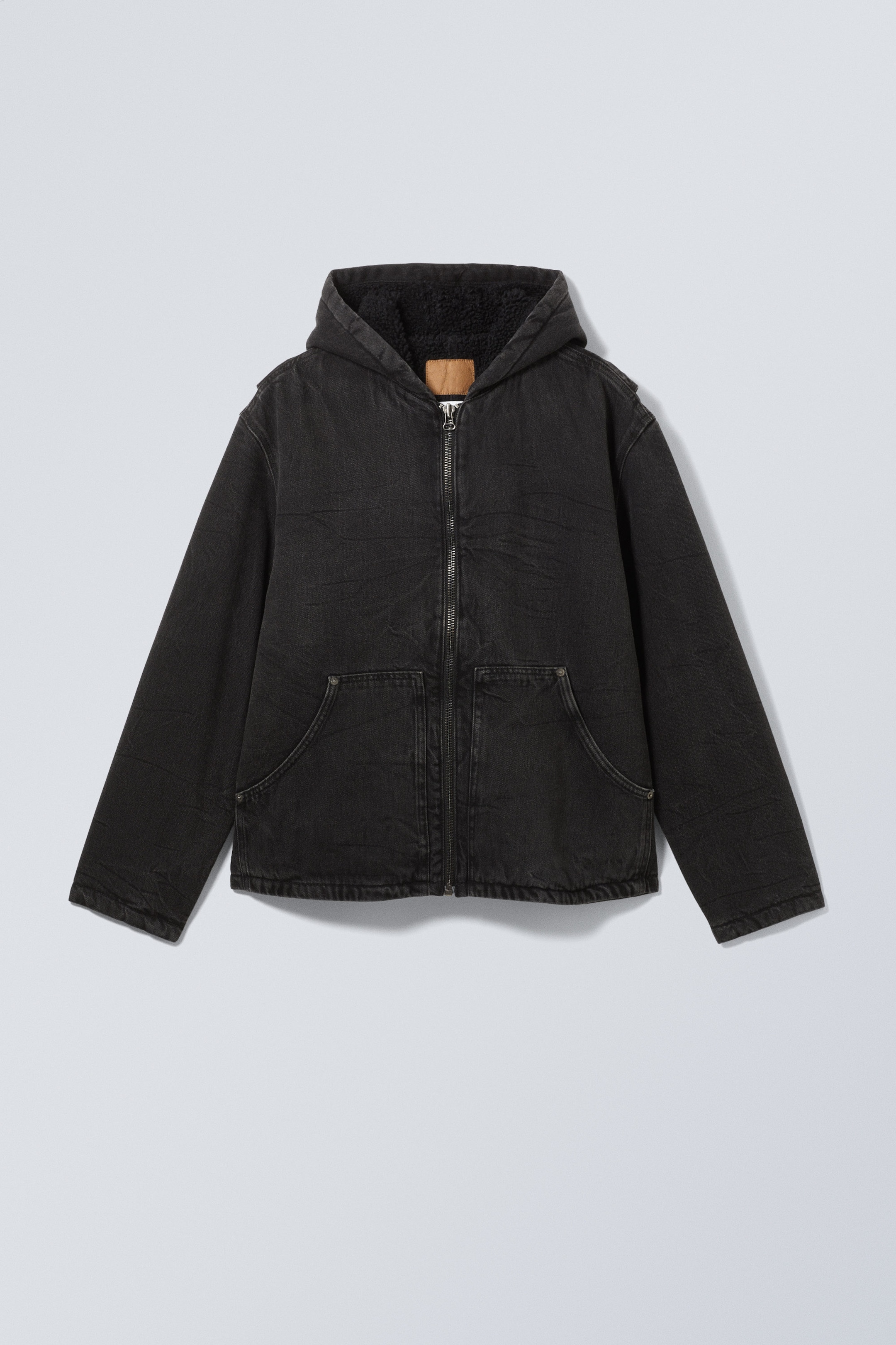 Black Tie - Hooded Denim Pile Jacket - 0