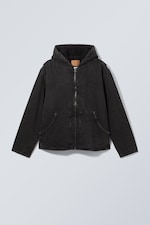 Black Tie - Hooded Denim Pile Jacket - 0