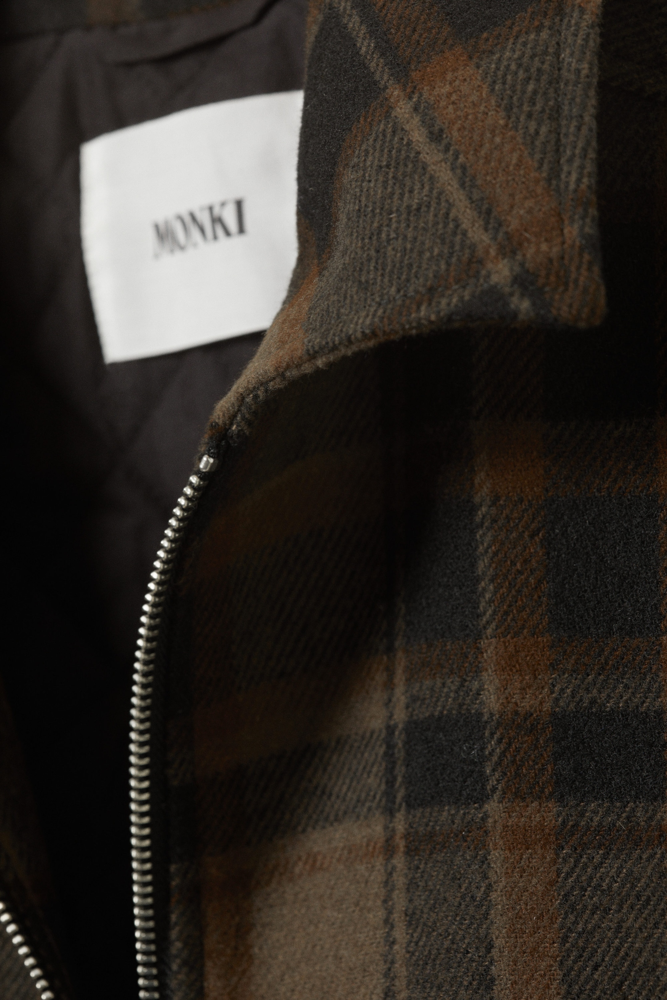 Dark Brown Check - Cropped Boxy Zip Jacket - 9