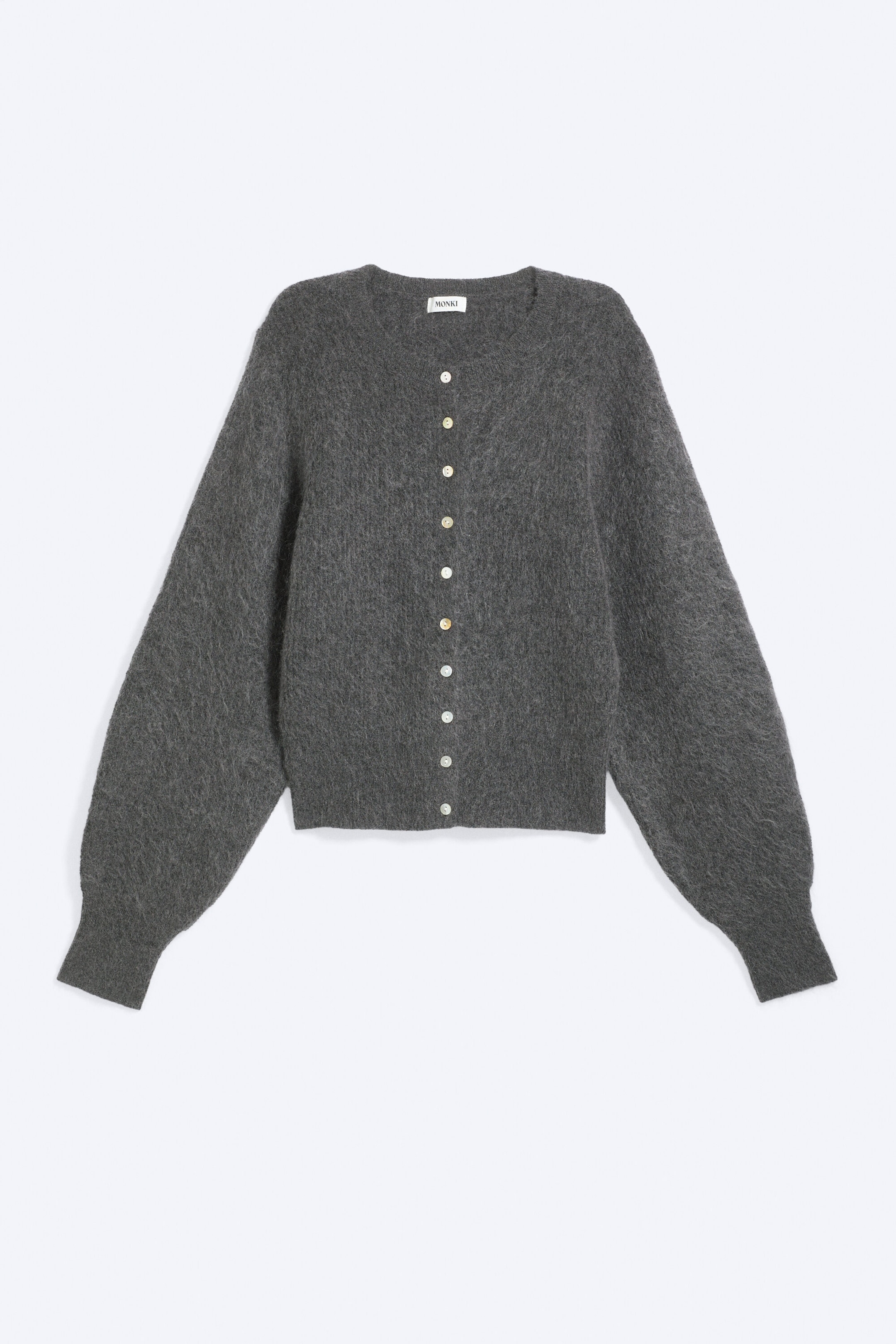 Dunkelgrau meliert - Strickjacke aus Mohairmischung - 4