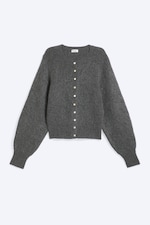 Dunkelgrau meliert - Strickjacke aus Mohairmischung - 4