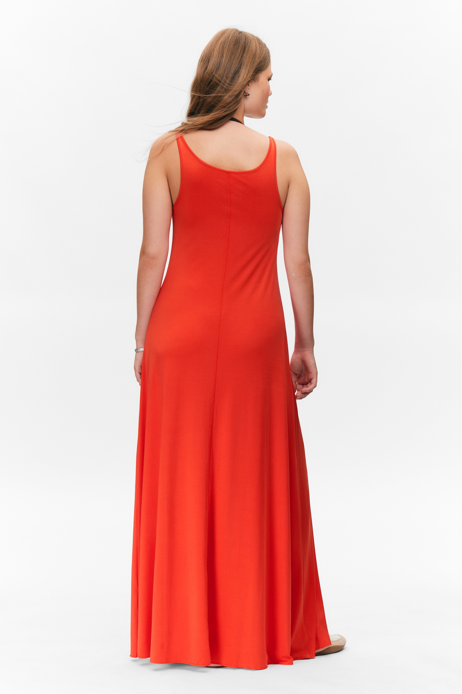 Vestido maxi sem mangas - Vermelho/Castanho-escuro - 3