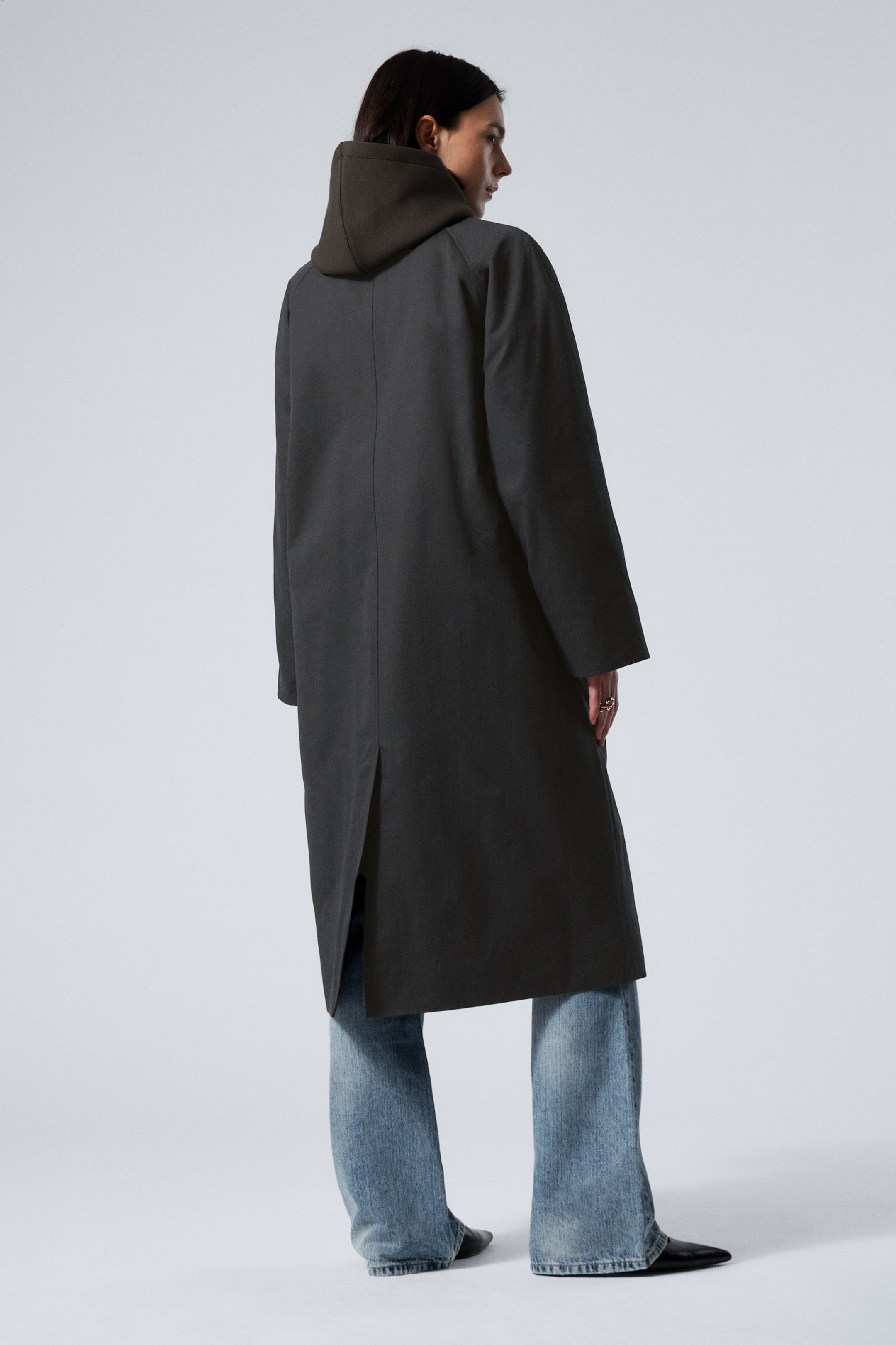 Schwarz - Einreihiger Oversize-Mantel - 3