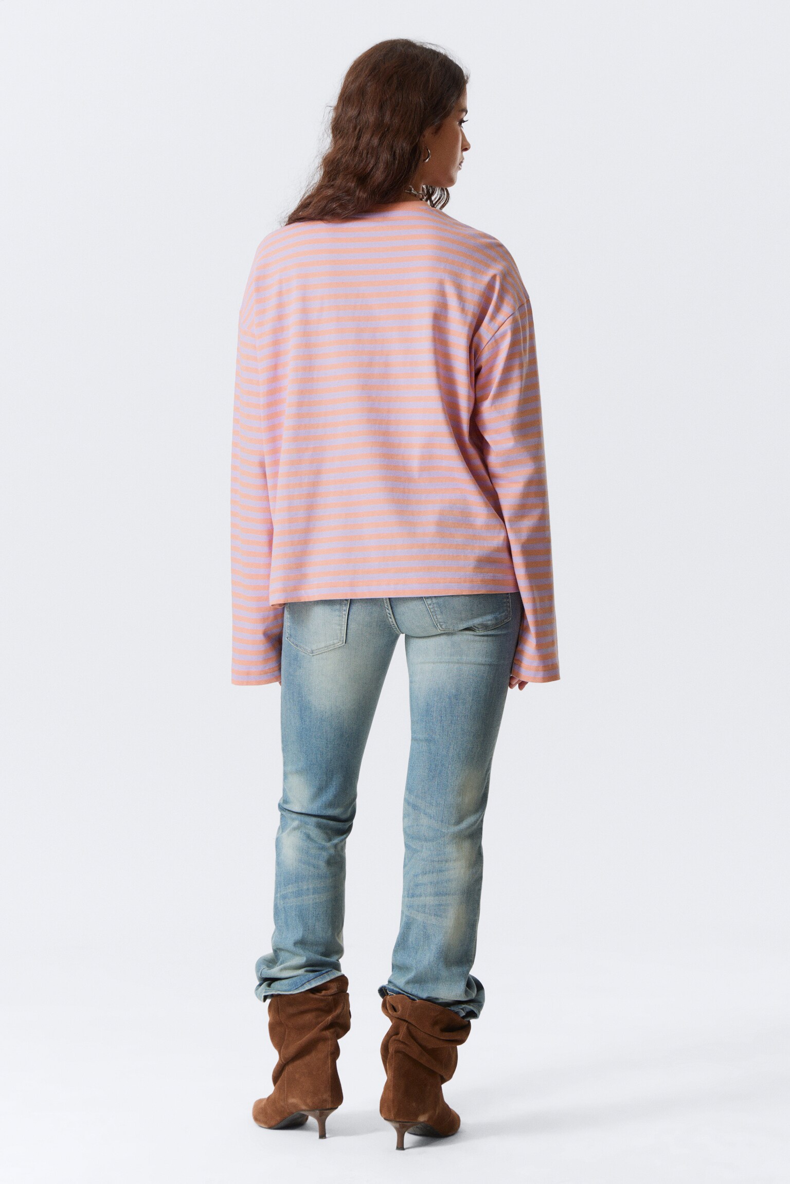 Longsleeve-Shirt aus Baumwolle - Koralle/Lila gestreift/Blau/braun gestreift/Gestreiftes Türkis/Staubweiß - Braune Streifen/Rot & pink gestreift - 5