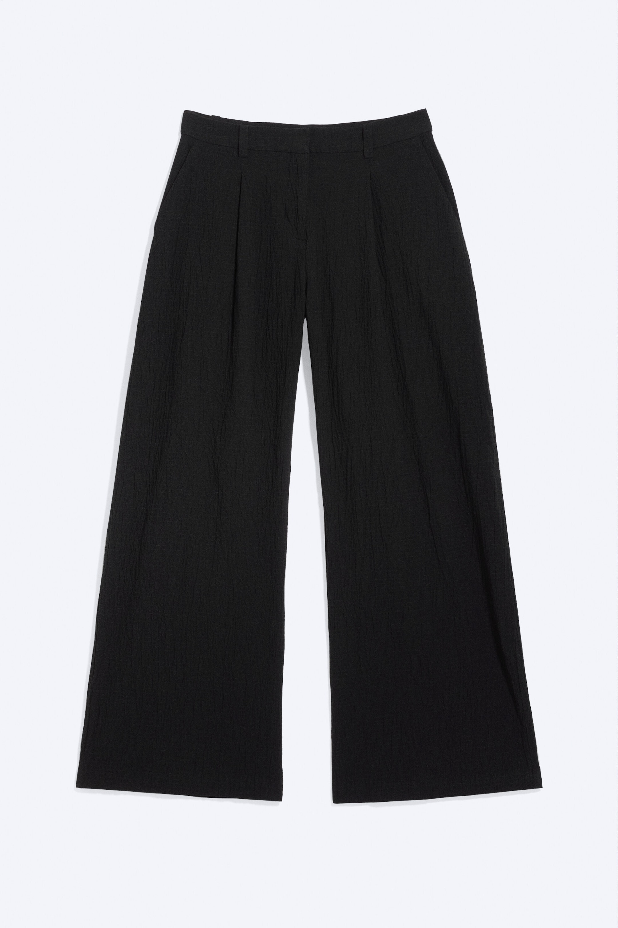 Black - Crinkled Cotton Trousers - 4